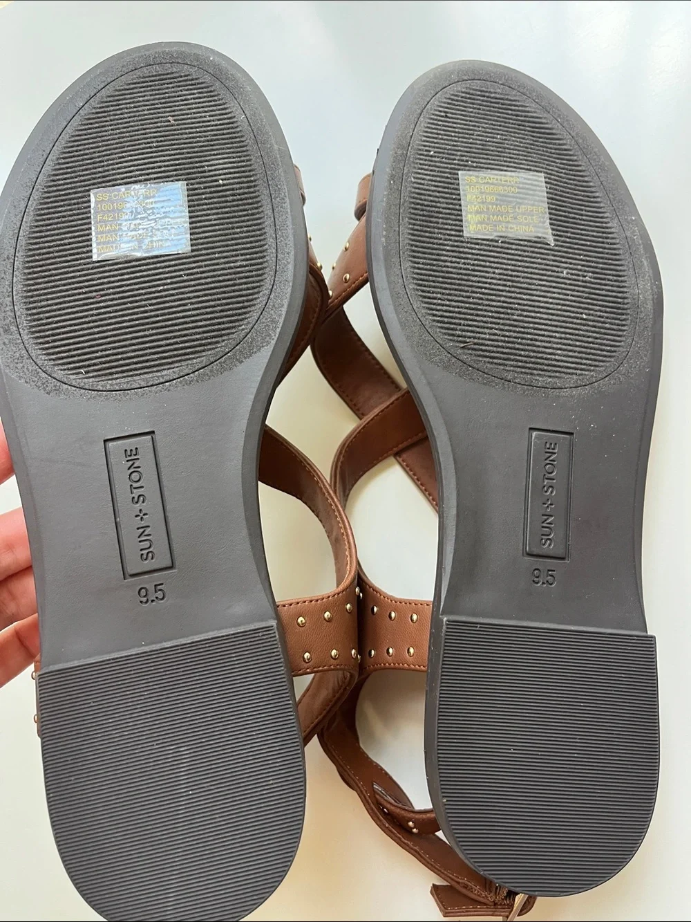 Brown Studded Cross-Strap Women’s Sandals